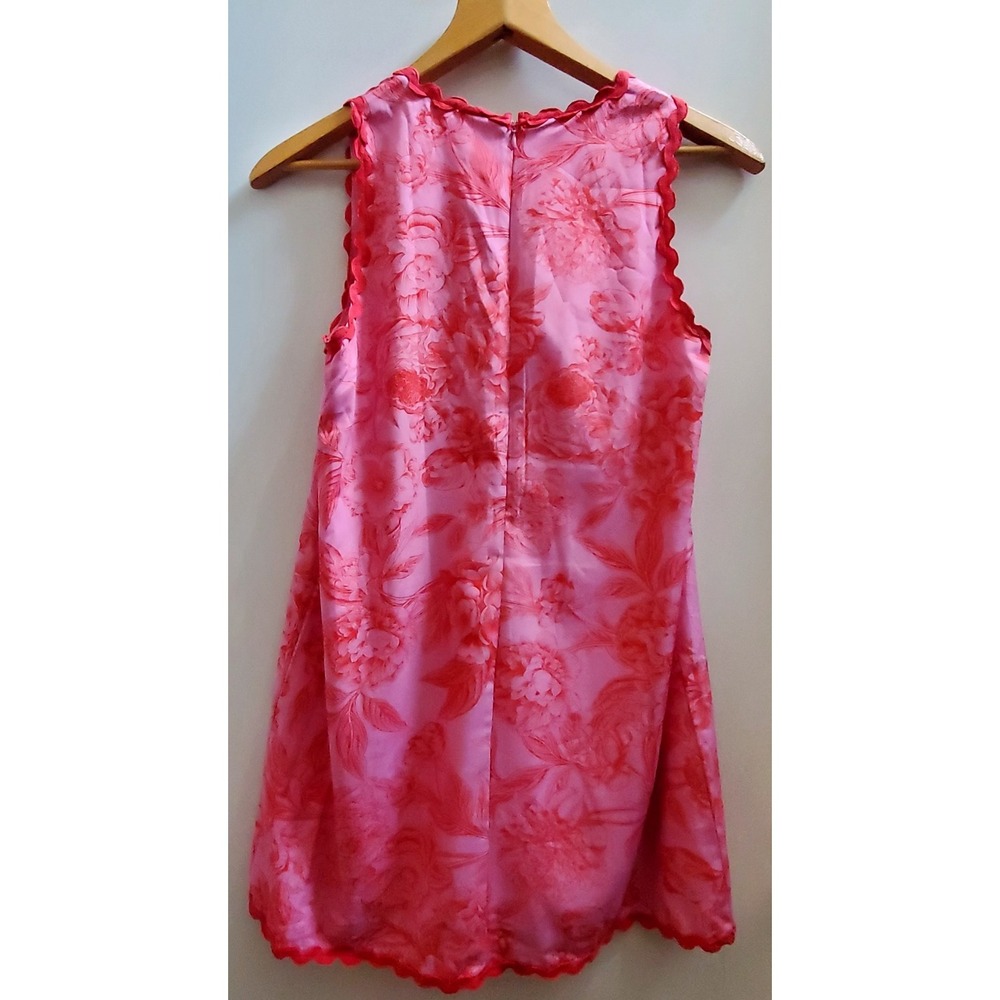 TCEC Dress M Sheath Hamptons M Violet & Red Floral Bric A Brac Trim Pockets Zip - Picture 7 of 10